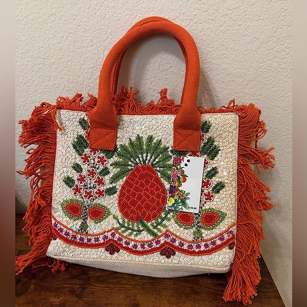 America & Beyond Fringe Pineapple Mini Tote